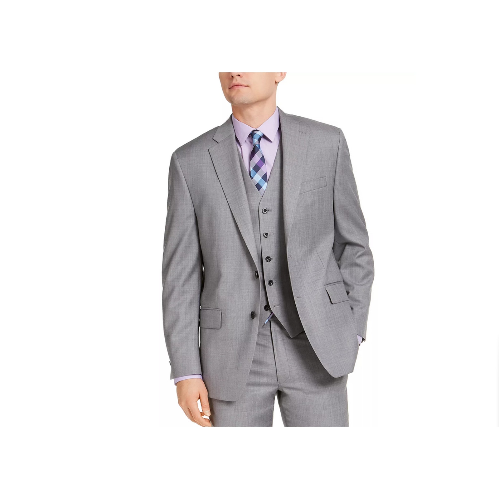 Michael Kors Modern-Fit Airsoft Stretch Suit Jacket Gray Sharkskin Size 46l 1109